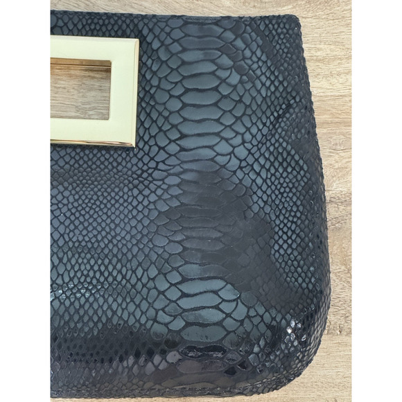 Michael Kors Berkley Black Leather Snakeskin Clutch Bag - Picture 4 of 15